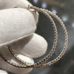 LIV 14k White Gold & Natural Diamonds Inside Out Large Hoop Earrings Gift