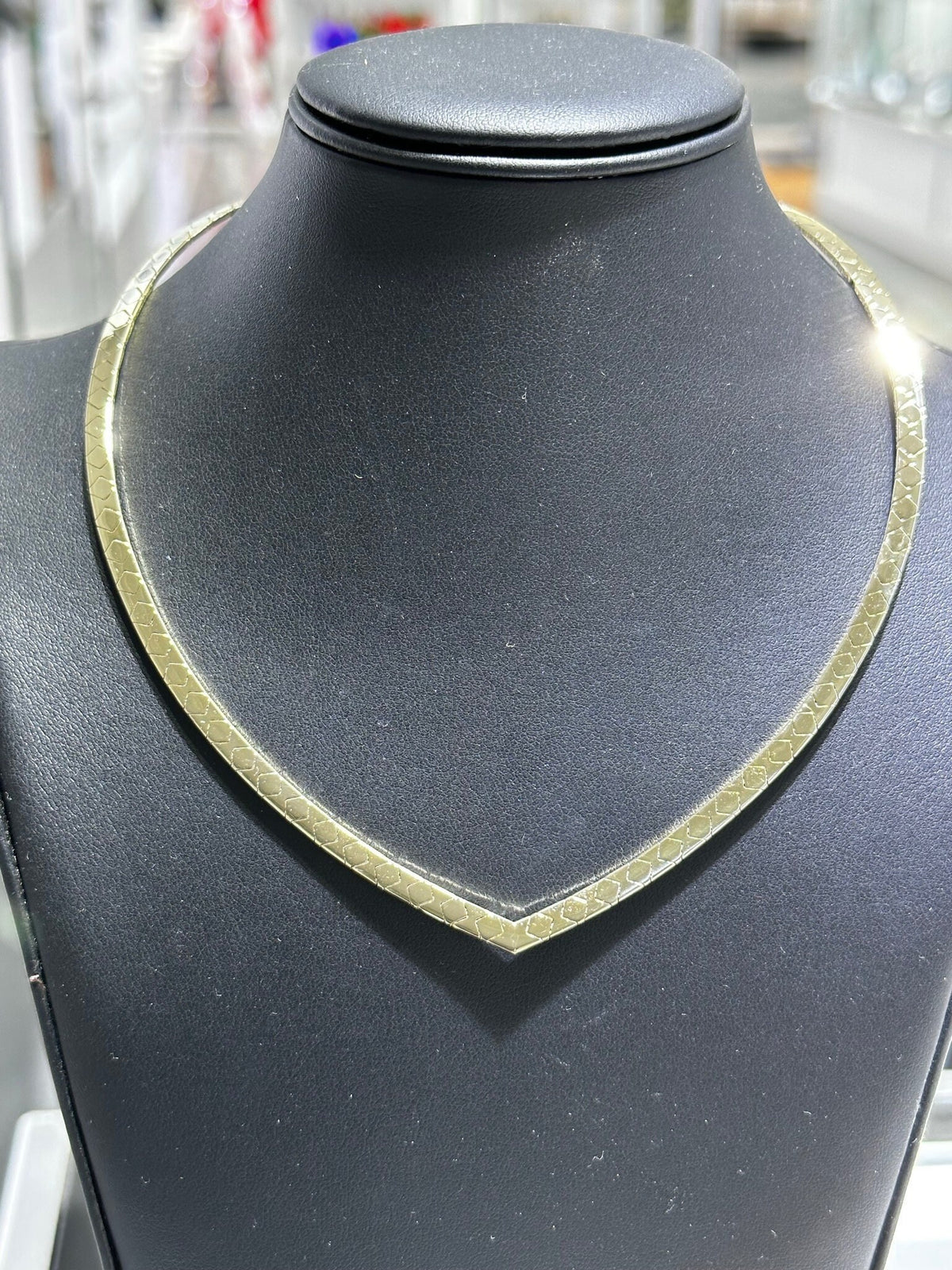 LIV 14k Yellow Gold Unique Hand Made Vintage Cable Cobra Design Tennis Choker Necklace 16" Length 23.3 Grams Gift