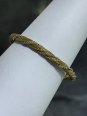 LIV 18k Yellow Gold Sterling Silver Twisted Mesh Design Magnetic Lock Halo Hand Made Soft Bangle Tennis Stack Bracelet Gift