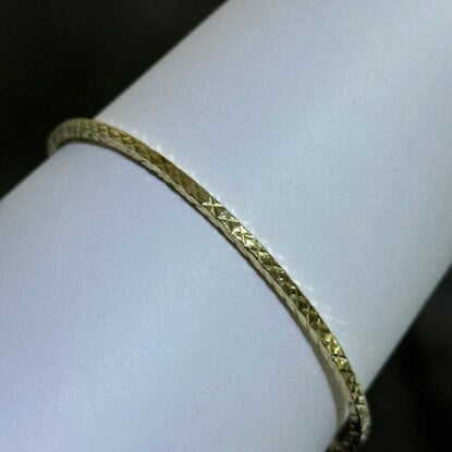 LIV 18k Yellow Gold Sterling Silver Diamond Cut Slip On Design Hand Made Stackable Bangle Bracelet Gift