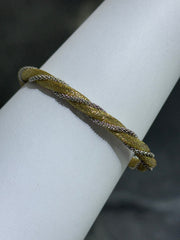 LIV 18k Yellow Gold Sterling Silver Twisted Mesh Design Magnetic Lock Halo Hand Made Soft Bangle Tennis Stack Bracelet Gift