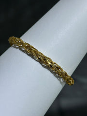 LIV 18k Yellow Gold Sterling Diamond Cut Mesh Cage Design Halo Hand Made Lobster Lock Soft Bangle Stack Bracelet Gift