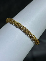 LIV 18k Yellow Gold Sterling Diamond Cut Mesh Cage Design Halo Hand Made Lobster Lock Soft Bangle Stack Bracelet Gift