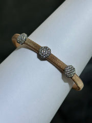 LIV 18k Rose Gold Sterling Pave White Sapphire Hexagon Design Hand Made Stackable Cuff Bangle Bracelet Gift