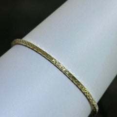 LIV 18k Yellow Gold Sterling Silver Diamond Cut Eternity Design Slip On Hand Made Stackable Bangle Bracelet Gift