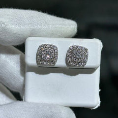 LIV 14k White Gold Natural Diamonds 1.00ct G/VS1 Pave Set Cushion Cut Halo Design Stud Earrings Gift