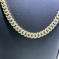 LIV 10k Yellow Gold Natural Diamonds 11.00ct G/VS1 Pave Set Round Cut Miami Cuban Design Hand Made 20" Length Chain Necklace