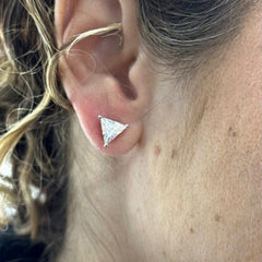 LIV 14k White Gold Custom Made 1.50ct Each Triangle Cut Lab Grown Moissanite Large Push Back Stud Earrings Gift