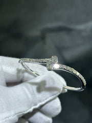 LIV 14k White Gold & Diamonds 3.50ct G-VS1 Emerald Cut Bypass Design Stack Bangle Bracelet