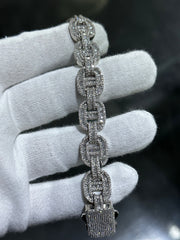 LIV 10k White Gold & Diamonds 8.50ct G-VS1 Gucci Link Design Hand Made Baguette Stackable Chunky Tennis Bracelet 8" L
