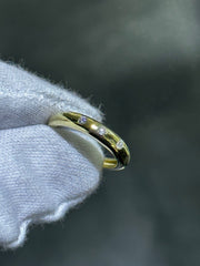 LIV 14k Yellow Gold Natural White Diamond Bezel Set Wedding Band Ring Size 6 Gift