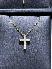 LIV 14k Yellow Gold Natural White Diamonds Simple Classic Cross Crucifix Pendant
