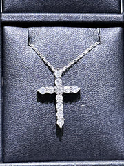 LIV 14k White Gold Natural White Diamonds Simple Classic Cross Crucifix Pendant Gift