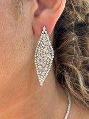 LIV Platinum Sterling Silver Large Halo White Long Chandelier Bridal Earrings Gift