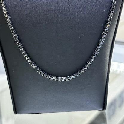 LIV 18k Black Gold Sterling Silver Black Sapphire 24" Length Tennis Necklace Gift