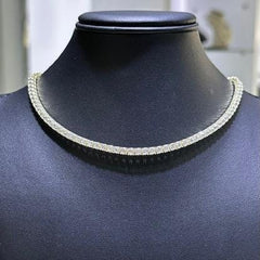 LIV 18k Yellow Gold Sterling Silver White Sapphire Choker Design Tennis Necklace