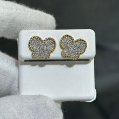 14k Yellow & White Gold Diamond Butterfly Cable Design Stud Earrings 0.67ct