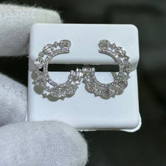 LIV 14k Solid White Gold & Diamonds Swirl Design Bridal Wedding Earrings 0.87ct tw