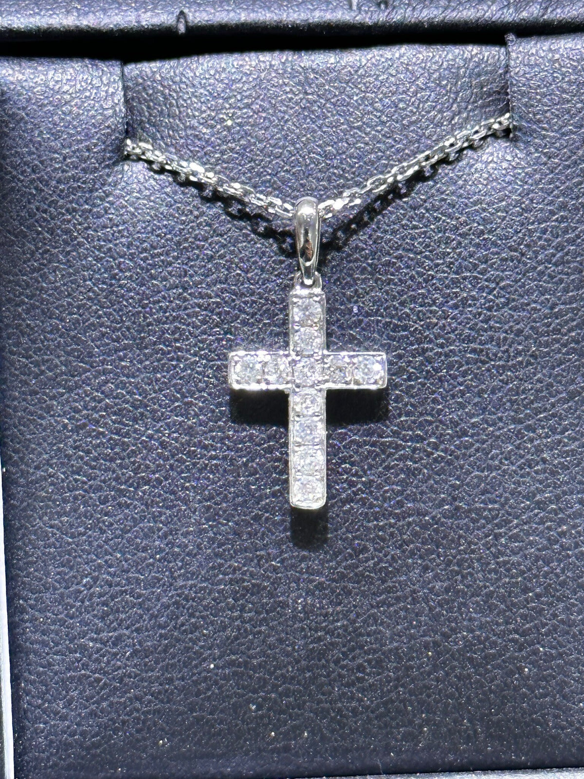 LIV 14k White Gold Natural White Diamonds Simple Classic Cross Crucifix Pendant