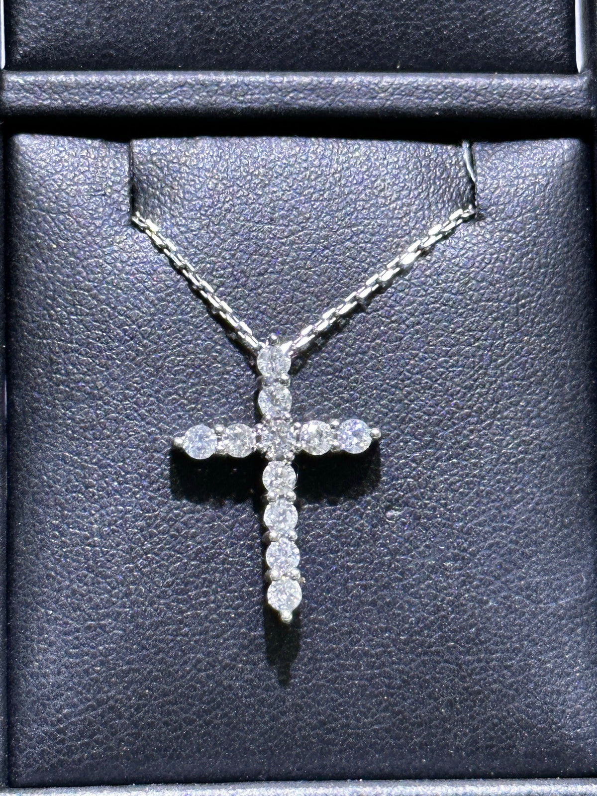 LIV 14k White Gold Natural White Diamonds Simple Classic Cross Crucifix Pendant Gift