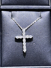 LIV 14k White Gold Natural White Diamonds Simple Classic Cross Crucifix Pendant Gift