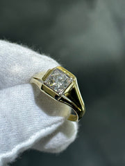 LIV 14k White Gold & Natural Diamond Vintage Halo Signet Solitaire Design Men's Ring