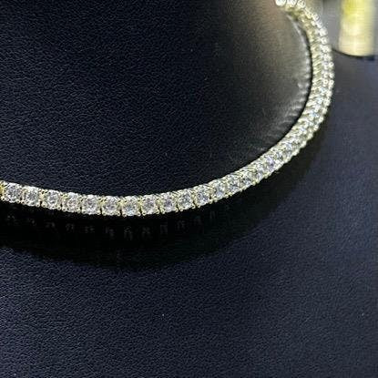 LIV 18k Yellow Gold Sterling Silver White Sapphire Choker Design Tennis Necklace