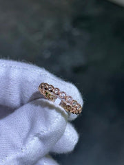 LIV 14k Rose Gold & Natural White Diamonds Unique Bezel Set Halo Band Ring Size 6