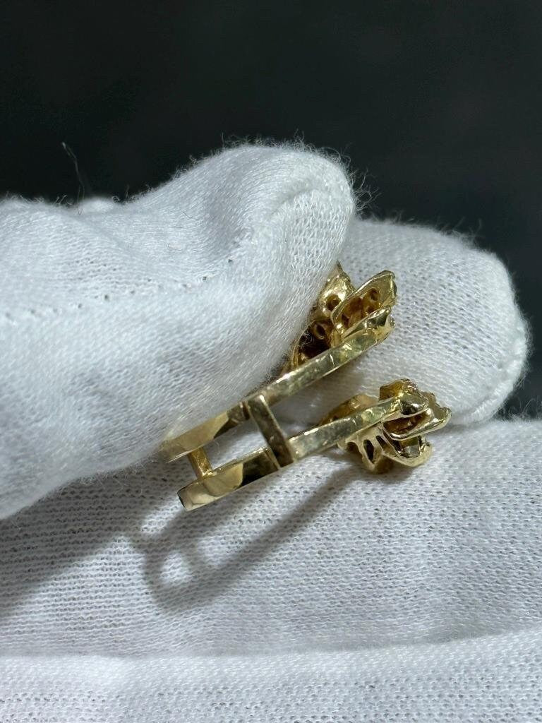 LIV 14k Yellow Gold & Diamonds Vintage Cocktail Design Long Band Ring Sz 5.5 Gift