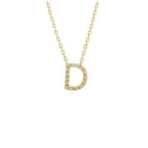 LIV 18k Gold Sterling Silver & Diamonds Initial D Station Halo Necklace 16" L Gift