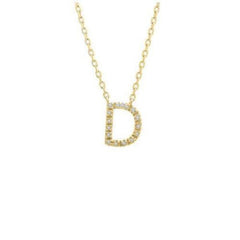 LIV 18k Gold Sterling Silver & Diamonds Initial D Station Halo Necklace 16" L Gift