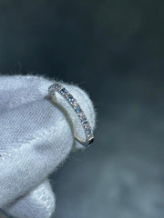 LIV 14k White Gold Natural White Diamonds & Blue Topaz Thin Wedding Band Ring Size 7