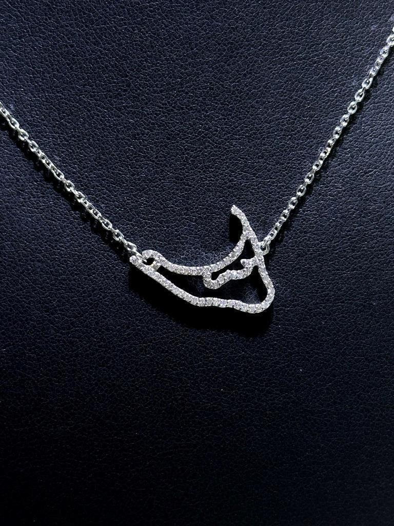 LIV 14k White Gold Natural Diamonds Custom Made Nantucket Map Halo Necklace Gift