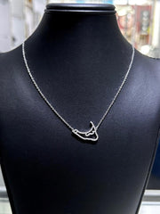 LIV 14k White Gold Natural Diamonds Custom Made Nantucket Map Halo Necklace Gift