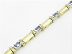 LIV 14k Yellow Gold & Diamonds Tanzanite Oval Cut Pave Stone Tennis Bracelet Gift