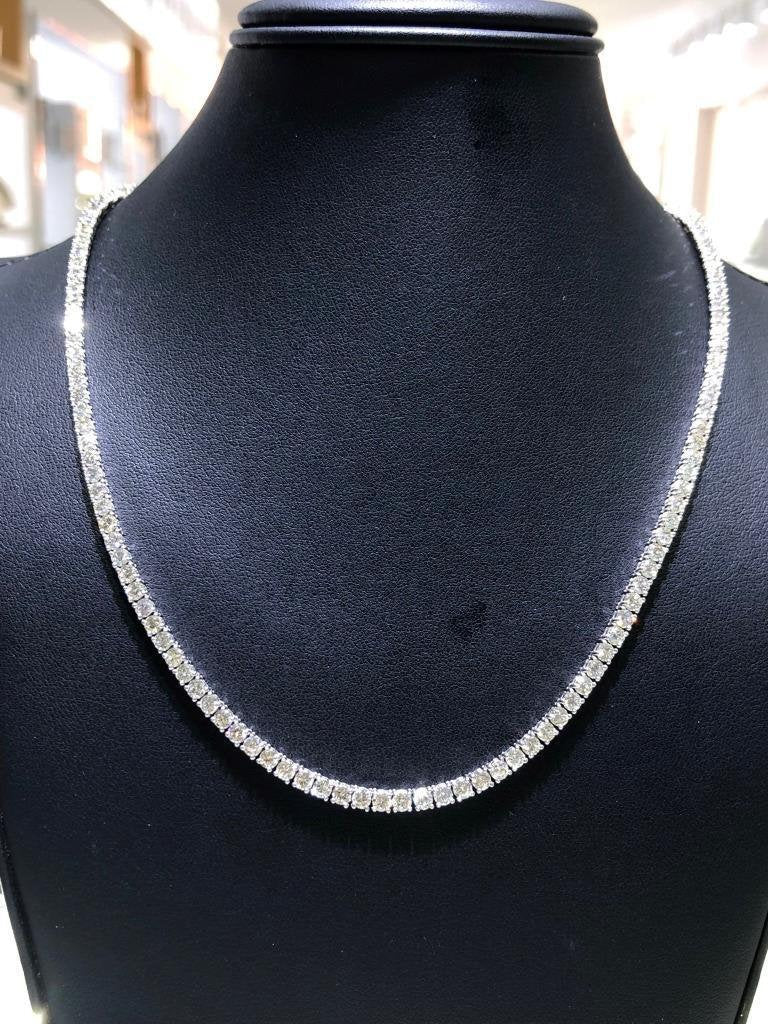 LIV 14k White Gold & Diamonds 11.46ct tw Classic Round Cut Diamond Tennis Necklace