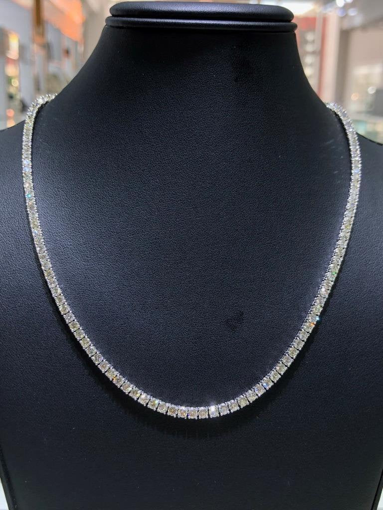 LIV 14k White Gold & Diamonds 11.46ct tw Classic Round Cut Diamond Tennis Necklace