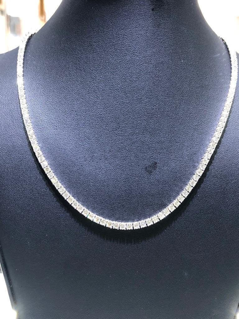 LIV 14k White Gold & Diamonds 11.46ct tw Classic Round Cut Diamond Tennis Necklace