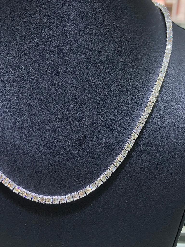 LIV 14k White Gold & Diamonds 11.46ct tw Classic Round Cut Diamond Tennis Necklace