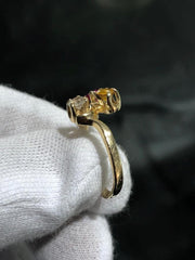 LIV 14k Yellow Gold Colorstone Design Floral Vintage Band Halo Ring Size 7 Gift