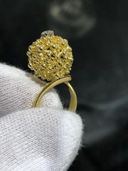 LIV 18k Yellow Gold Diamond Dome Hand Made Vintage Halo Cocktail Band Ring Sz 5.5