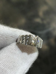 LIV 14k White Gold & Natural Diamonds Hand Made Channel Set Band Ring Gift Size 5