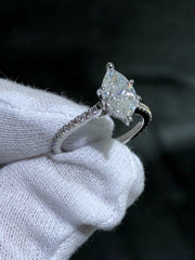 LIV 14k White Gold Natural White Diamond 1.56ct Marquise Cut Engagement Ring Sz 7