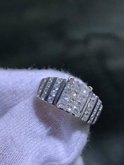 LIV 14k White Gold Natural White Diamond 1.06ct Princess Cut Halo Band Ring Sz5 Gift