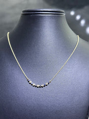 LIV 14k Yellow Gold & Natural Diamonds Blue Sapphire Halo Bezel Bar Design Necklace