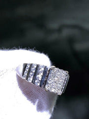 LIV 14k White Gold Natural White Diamond 1.06ct Princess Cut Halo Band Ring Sz5 Gift
