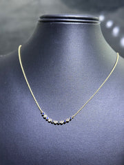 LIV 14k Yellow Gold & Natural Diamonds Blue Sapphire Halo Bezel Bar Design Necklace