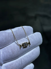 LIV 14k Yellow Gold Custom Made MOM Lab Grown 1.00ct tw G-VS1 Diamond Necklace