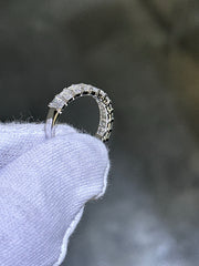 LIV 14k White Gold Lab Grown Emerald Cut Diamond Wedding Band Bridal Ring 2.05ct tw F-VS1 Size 7