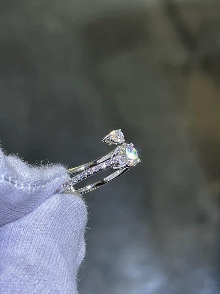LIV 14k White Gold Lab Grown Round Cut Diamond Wedding Band Bridal Ring 1.26ct S7